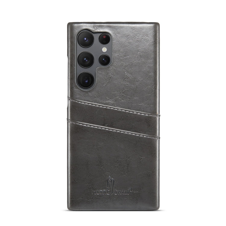 For Samsung Galaxy S24 Ultra 5G Fierre Shann Oil Wax Texture Leather Phone Case with Card Slots(Black) - free shipping - PMC Jewellery - Order now!