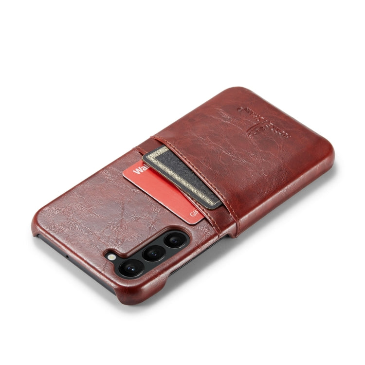 For Samsung Galaxy S24+ 5G Fierre Shann Oil Wax Texture Leather Phone Case with Card Slots(Brown) - Galaxy S24+ 5G Cases by FIERRE SHANN | Online Shopping South Africa | PMC Jewellery | Buy Now Pay Later Mobicred