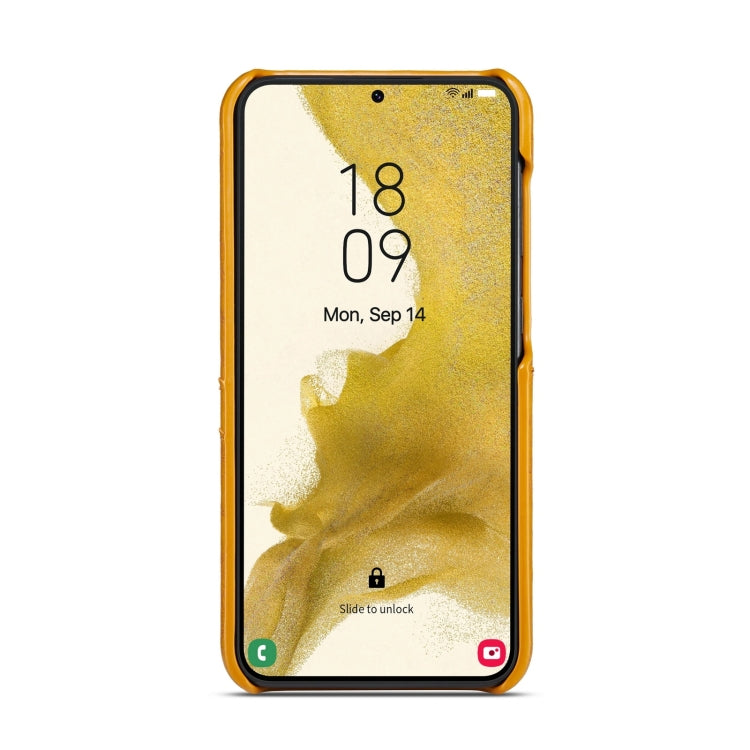 For Samsung Galaxy S24 5G Fierre Shann Oil Wax Texture Leather Phone Case with Card Slots(Yellow) - free shipping - PMC Jewellery - Order now!