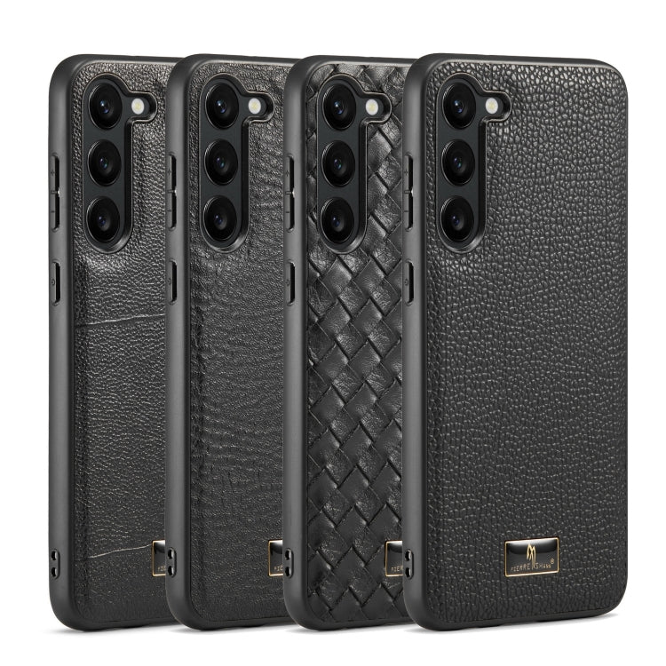 For Samsung Galaxy S24+ 5G Fierre Shann Leather Texture Phone Back Cover Case(Woven Black) - Galaxy S24+ 5G Cases by FIERRE SHANN | Online Shopping South Africa | PMC Jewellery | Buy Now Pay Later Mobicred