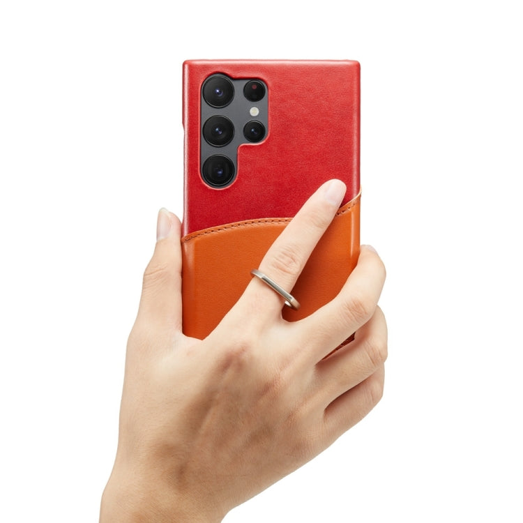 For Samsung Galaxy S24 Ultra 5G Fierre Shann Oil Wax Texture Genuine Leather Back Phone Case(Red) - free shipping - PMC Jewellery - Order now!