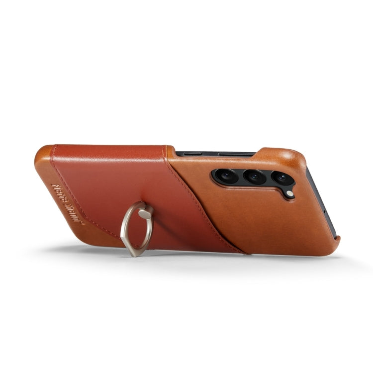 For Samsung Galaxy S24+ 5G Fierre Shann Oil Wax Texture Genuine Leather Back Phone Case(Brown) - free shipping - PMC Jewellery - Order now!