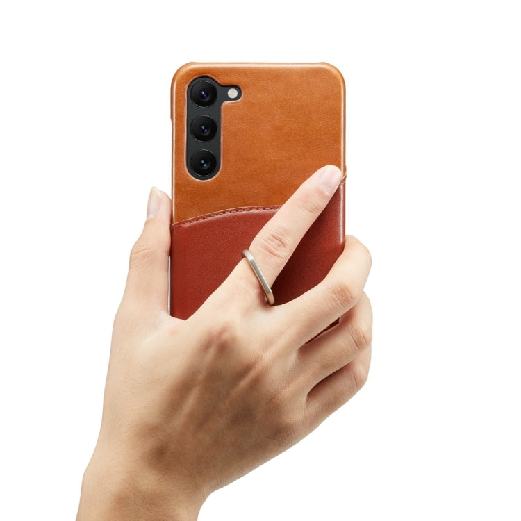 For Samsung Galaxy S24+ 5G Fierre Shann Oil Wax Texture Genuine Leather Back Phone Case(Brown) - free shipping - PMC Jewellery - Order now!