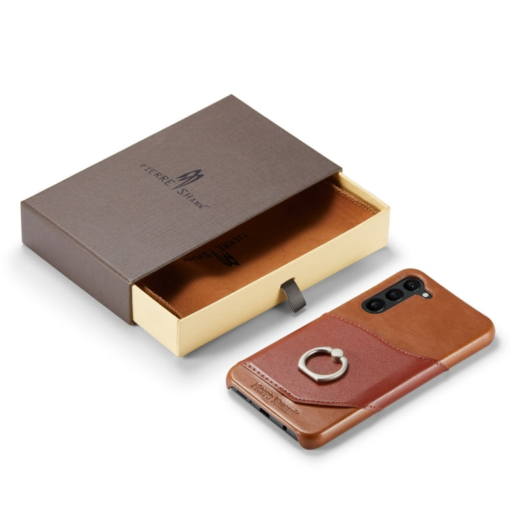 For Samsung Galaxy S24+ 5G Fierre Shann Oil Wax Texture Genuine Leather Back Phone Case(Brown) - free shipping - PMC Jewellery - Order now!
