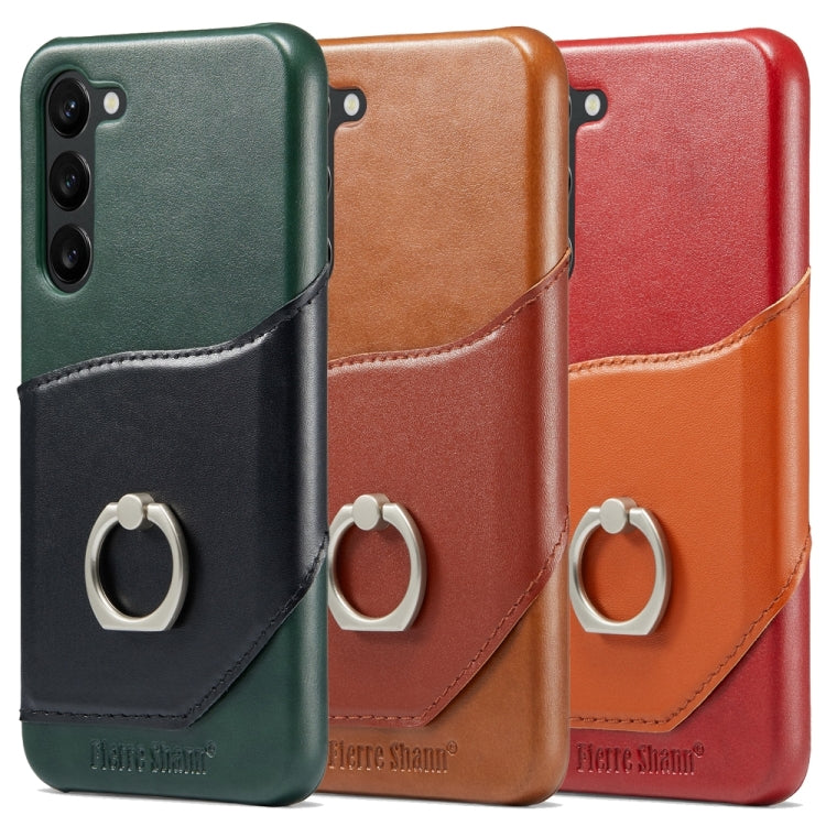 For Samsung Galaxy S24+ 5G Fierre Shann Oil Wax Texture Genuine Leather Back Phone Case(Brown) - free shipping - PMC Jewellery - Order now!