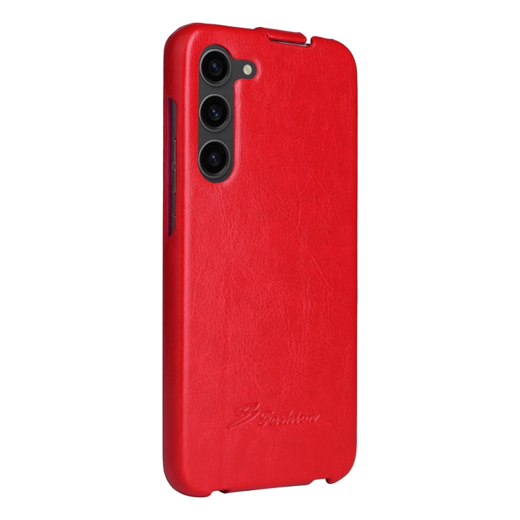 For Samsung Galaxy S24 5G Fierre Shann 64 Texture Vertical Flip PU Leather Phone Case(Red) - free shipping - PMC Jewellery - Order now!