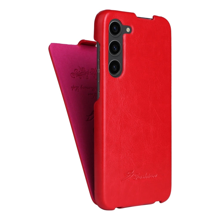 For Samsung Galaxy S24 5G Fierre Shann 64 Texture Vertical Flip PU Leather Phone Case(Red) - free shipping - PMC Jewellery - Order now!