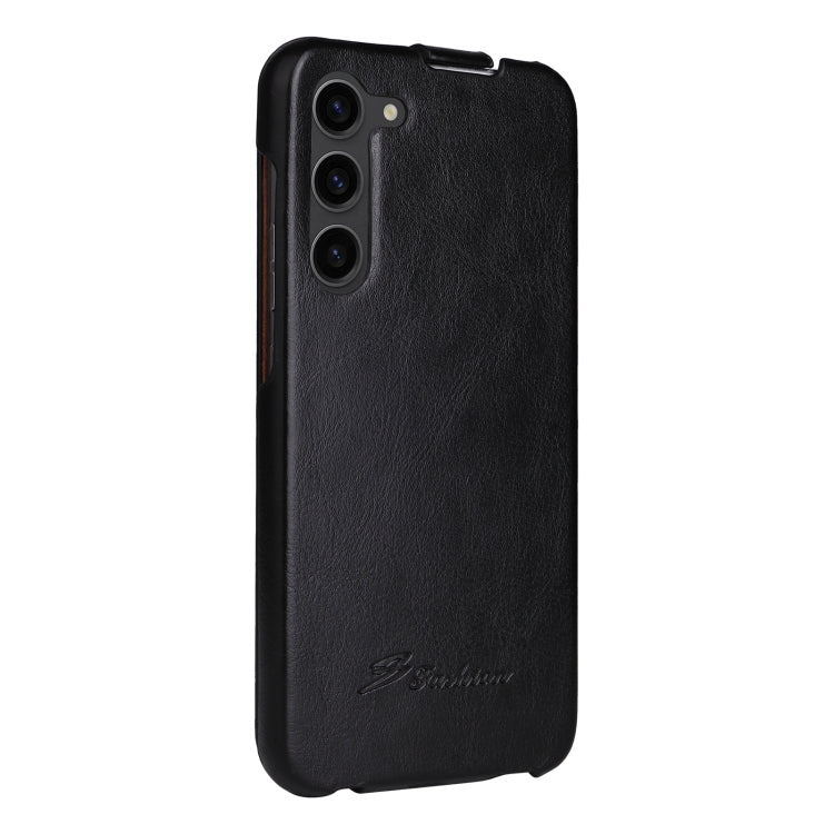 For Samsung Galaxy S24 5G Fierre Shann 64 Texture Vertical Flip PU Leather Phone Case(Black) - free shipping - PMC Jewellery - Order now!