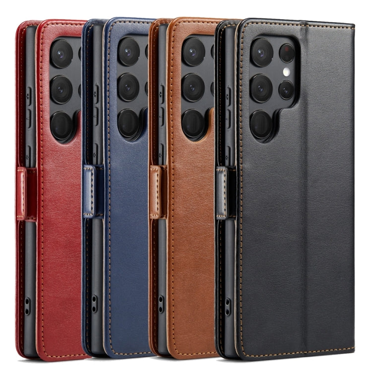 For Samsung Galaxy S24 Ultra 5G Fierre Shann PU Genuine Leather Texture Phone Case(Red) - free shipping - PMC Jewellery - Order now!