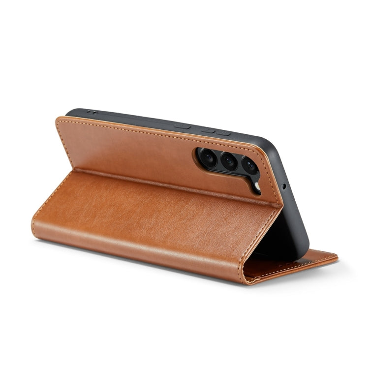 For Samsung Galaxy S24 5G Fierre Shann PU Genuine Leather Texture Phone Case(Brown) - Galaxy S24 5G Cases by FIERRE SHANN | Online Shopping South Africa | PMC Jewellery | Buy Now Pay Later Mobicred