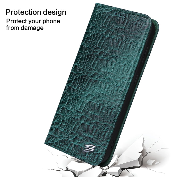 For Samsung Galaxy S24 5G Fierre Shann Crocodile Texture Magnetic Genuine Leather Phone Case(Green) - free shipping - PMC Jewellery - Order now!