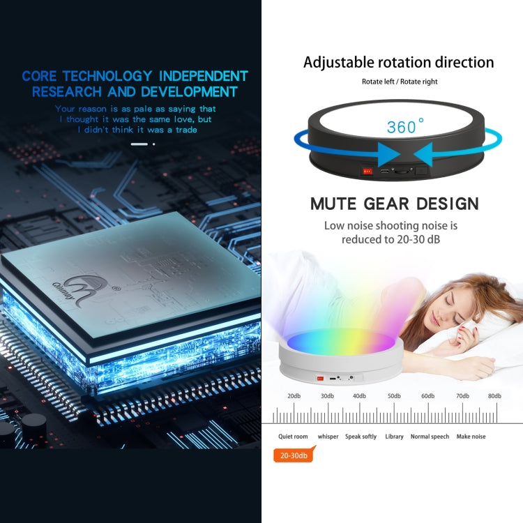 22cm Colorful LED Light Electric Rotating Display Stand Turntable, Style:Power Plug-in(White) -  by PMC TechLife | Online Shopping South Africa | PMC TechLife | Buy Now Pay Later Mobicred