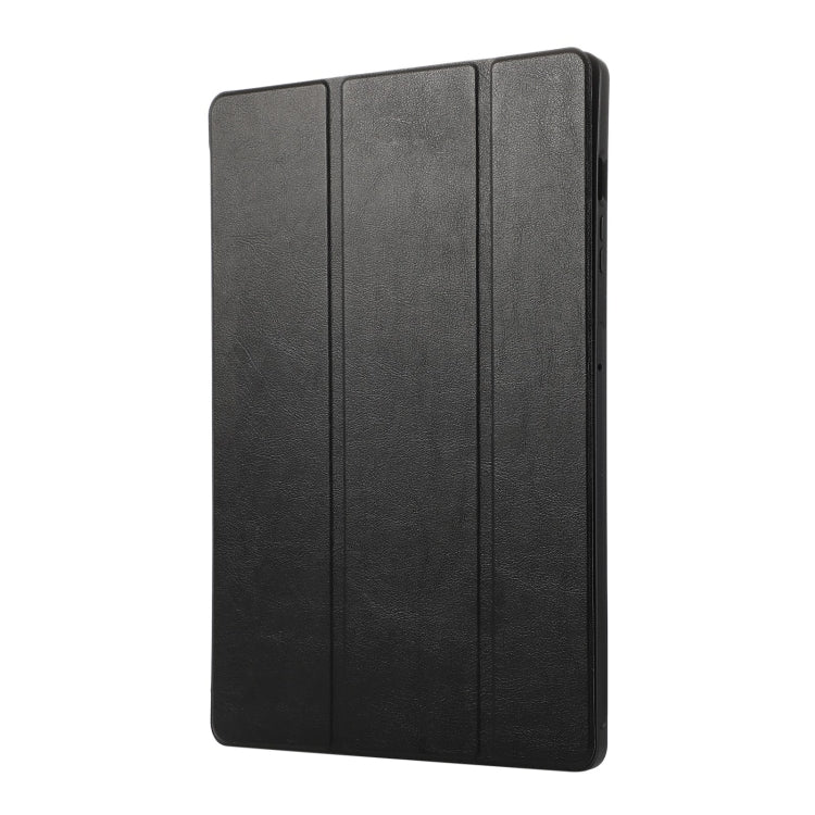 For Samsung Galaxy Tab S9 FE+ 3-Fold Pure Color TPU Leather Tablet Case with Pen Slot(Black) - Galaxy Tab S9 FE+ by PMC TechLife | Online Shopping South Africa | PMC TechLife