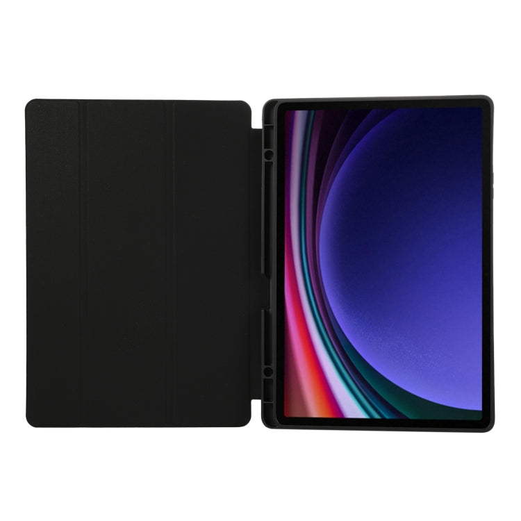 For Samsung Galaxy Tab S9 FE+ 3-Fold Pure Color TPU Leather Tablet Case with Pen Slot(Black) - Galaxy Tab S9 FE+ by PMC Jewellery | Online Shopping South Africa | PMC Jewellery