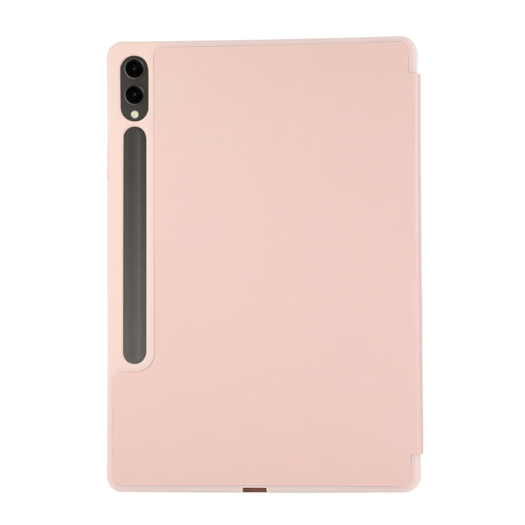 For Samsung Galaxy Tab S9 FE+ 3-Fold Pure Color TPU Leather Tablet Case with Pen Slot(Pink) - Galaxy Tab S9 FE+ by PMC TechLife | Online Shopping South Africa | PMC TechLife