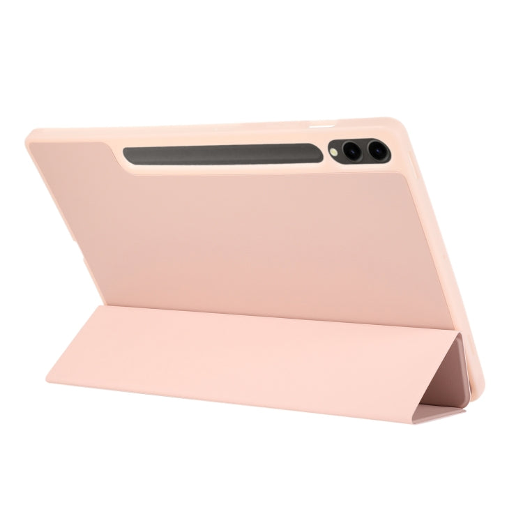 For Samsung Galaxy Tab S9 FE+ 3-Fold Pure Color TPU Leather Tablet Case with Pen Slot(Pink) - Galaxy Tab S9 FE+ by PMC Jewellery | Online Shopping South Africa | PMC Jewellery