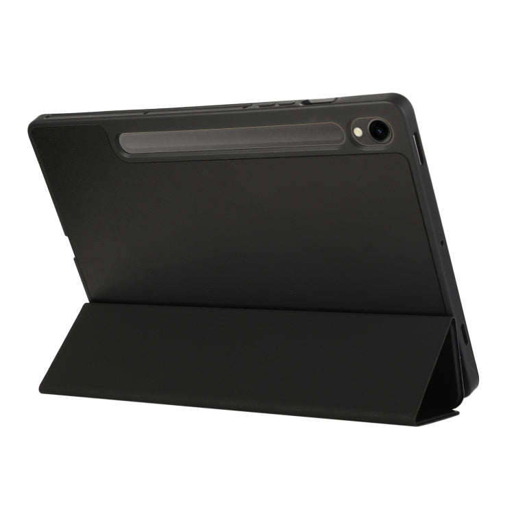 For Samsung Galaxy Tab  S10 FE / S9 FE 3-Fold Pure Color TPU Leather Tablet Case with Pen Slot(Black) - Galaxy Tab S9 FE by PMC TechLife | Online Shopping South Africa | PMC TechLife | Buy Now Pay Later Mobicred