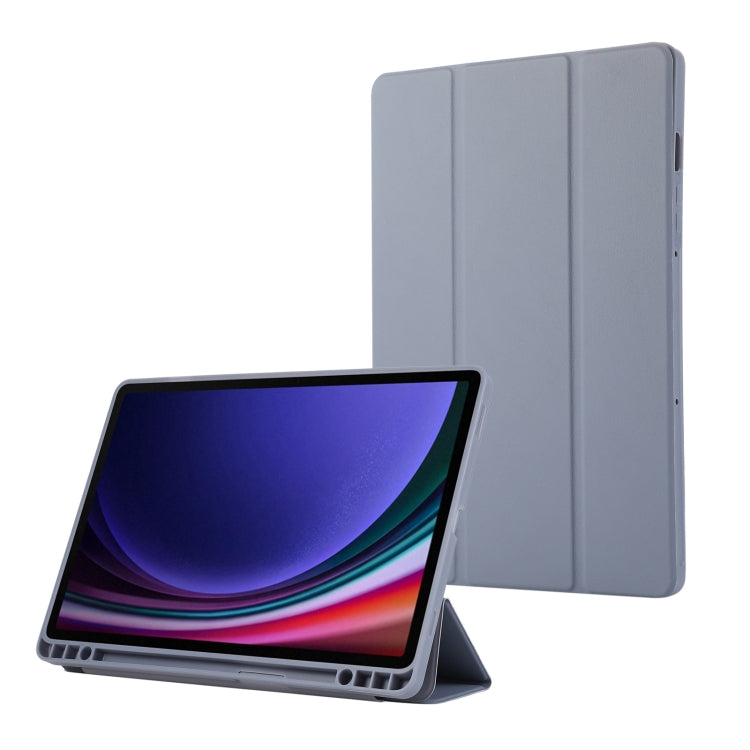 For Samsung Galaxy Tab S9 FE 3-Fold Pure Color TPU Leather Tablet Case with Pen Slot(Lavender) - Galaxy Tab S9 FE by PMC TechLife | Online Shopping South Africa | PMC TechLife