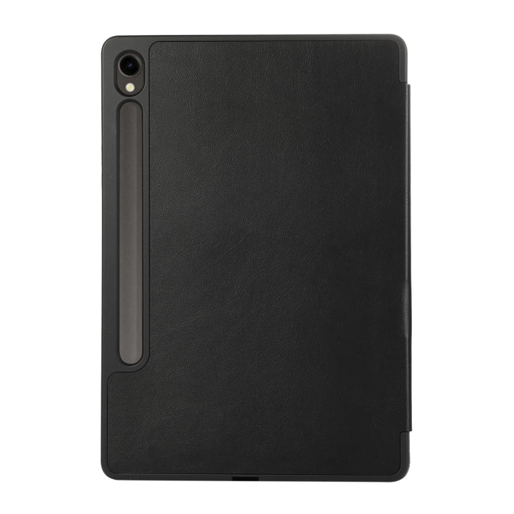 For Samsung Galaxy Tab S9 3-Fold Pure Color TPU Leather Tablet Case with Pen Slot(Black) - Galaxy Tab S9 Cases by PMC Jewellery | Online Shopping South Africa | PMC Jewellery