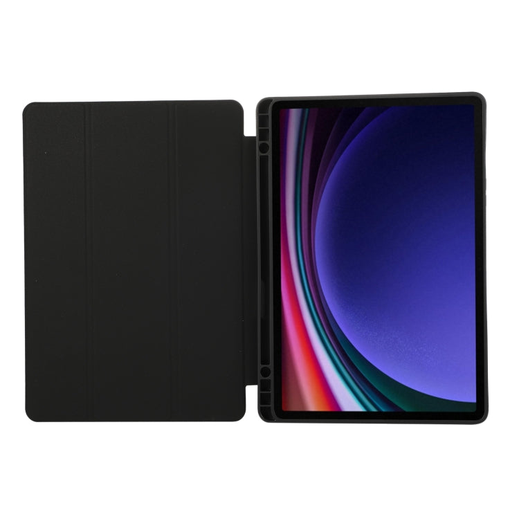 For Samsung Galaxy Tab S9 3-Fold Pure Color TPU Leather Tablet Case with Pen Slot(Black) - Galaxy Tab S9 Cases by PMC TechLife | Online Shopping South Africa | PMC TechLife