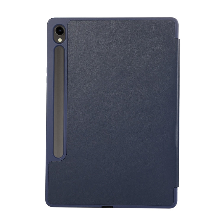 For Samsung Galaxy Tab S10 FE /  S9 3-Fold Pure Color TPU Leather Tablet Case with Pen Slot(Dark Blue) - Galaxy Tab S9 Cases by PMC TechLife | Online Shopping South Africa | PMC TechLife | Buy Now Pay Later Mobicred