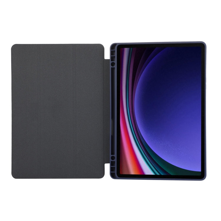 For Samsung Galaxy Tab S10 FE /  S9 3-Fold Pure Color TPU Leather Tablet Case with Pen Slot(Dark Blue) - Galaxy Tab S9 Cases by PMC TechLife | Online Shopping South Africa | PMC TechLife | Buy Now Pay Later Mobicred