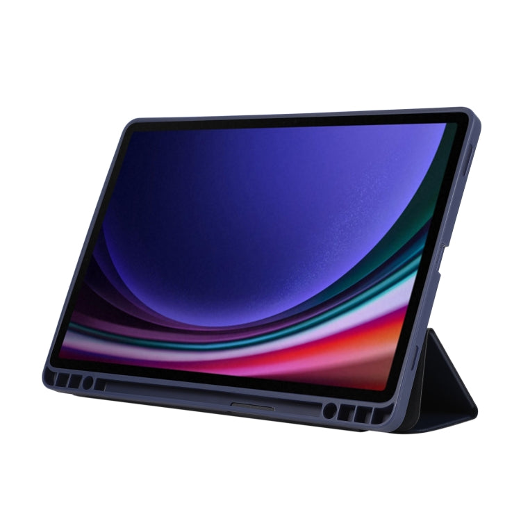 For Samsung Galaxy Tab S10 FE /  S9 3-Fold Pure Color TPU Leather Tablet Case with Pen Slot(Dark Blue) - Galaxy Tab S9 Cases by PMC TechLife | Online Shopping South Africa | PMC TechLife | Buy Now Pay Later Mobicred