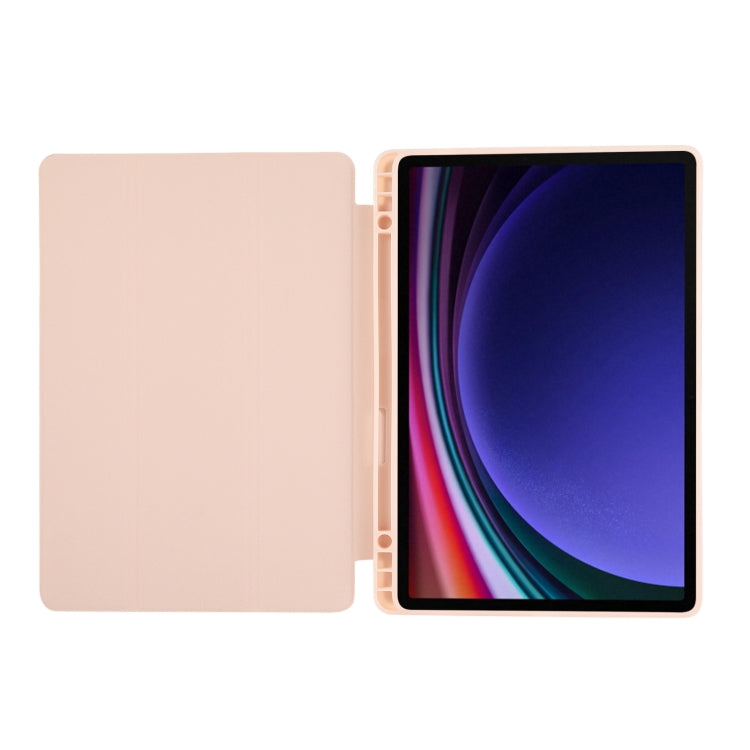 For Samsung Galaxy Tab S10 FE /  S9 3-Fold Pure Color TPU Leather Tablet Case with Pen Slot(Pink) - free shipping - PMC TechLife - Order now!