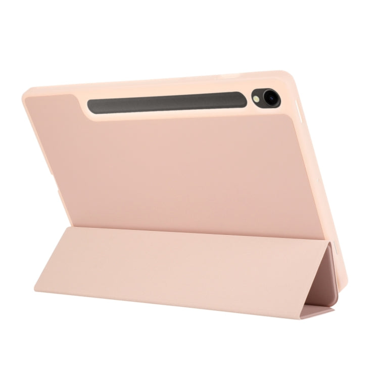 For Samsung Galaxy Tab S10 FE /  S9 3-Fold Pure Color TPU Leather Tablet Case with Pen Slot(Pink) - free shipping - PMC TechLife - Order now!