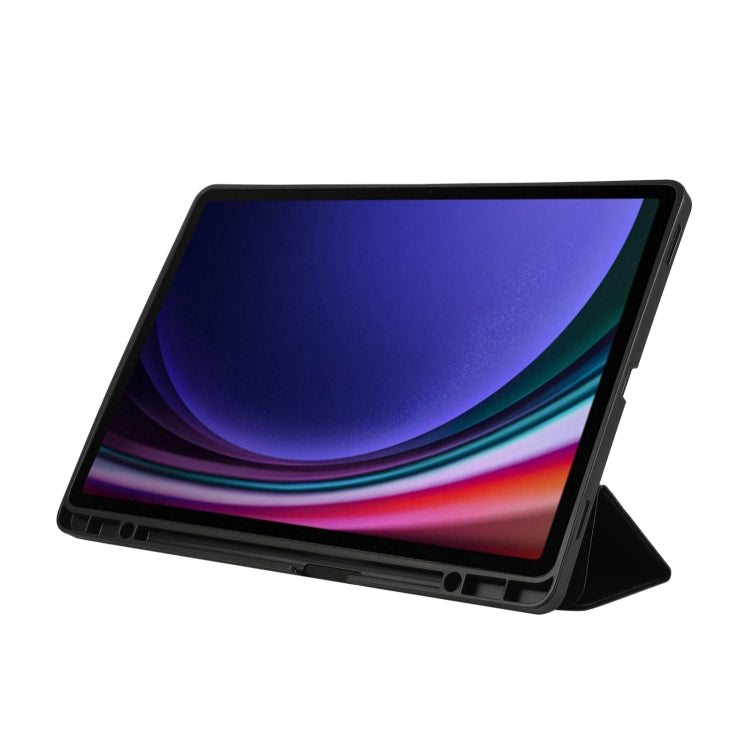 For Samsung Galaxy Tab S9+ 3-Fold Pure Color TPU Leather Tablet Case with Pen Slot(Black) - Galaxy Tab S9+ Cases by PMC TechLife | Online Shopping South Africa | PMC TechLife