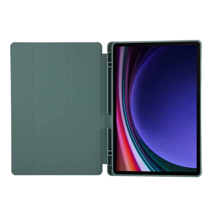 For Samsung Galaxy Tab S9+ / S10+ 3-Fold Pure Color TPU Leather Tablet Case with Pen Slot(Dark Green) - Galaxy Tab S9+ Cases by PMC Jewellery | Online Shopping South Africa | PMC Jewellery | Buy Now Pay Later Mobicred