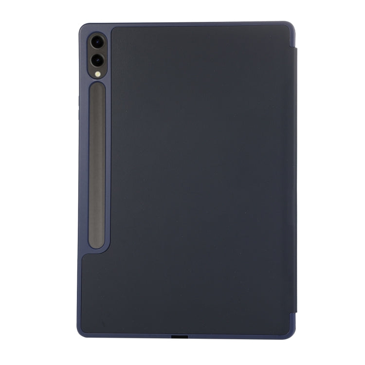For Samsung Galaxy Tab S9+ 3-Fold Pure Color TPU Leather Tablet Case with Pen Slot(Dark Blue) - Galaxy Tab S9+ Cases by PMC TechLife | Online Shopping South Africa | PMC TechLife