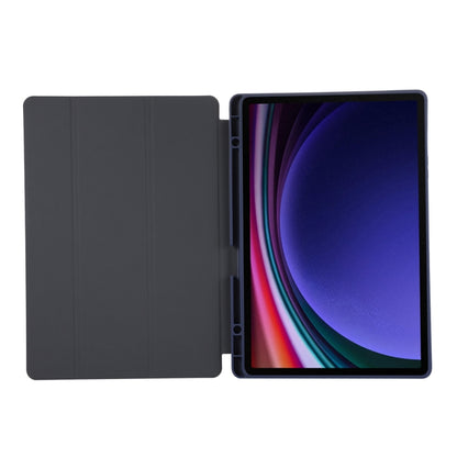 For Samsung Galaxy Tab S9+ 3-Fold Pure Color TPU Leather Tablet Case with Pen Slot(Dark Blue) - Galaxy Tab S9+ Cases by PMC Jewellery | Online Shopping South Africa | PMC Jewellery