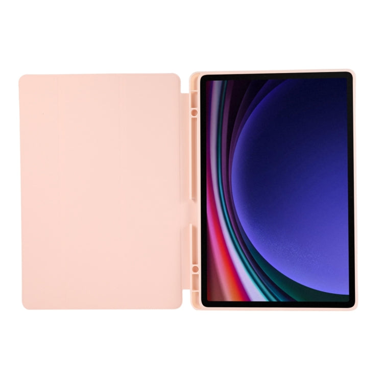 For Samsung Galaxy Tab S9+ 3-Fold Pure Color TPU Leather Tablet Case with Pen Slot(Pink) - Galaxy Tab S9+ Cases by PMC TechLife | Online Shopping South Africa | PMC TechLife