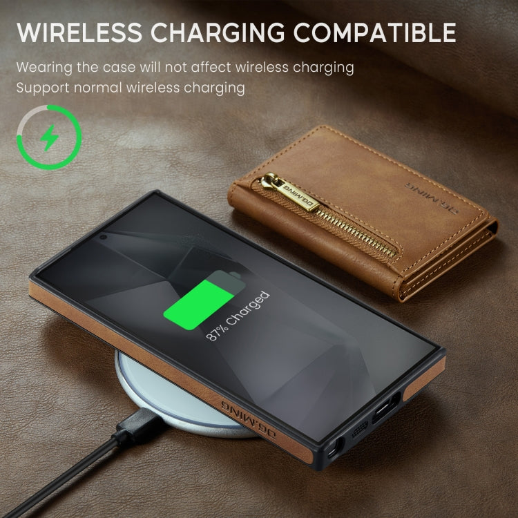 For Samsung Galaxy S24 Ultra 5G DG.MING M5 Series Zip RFID Multi Card Detachable Leather Phone Case(Brown) - free shipping - PMC Jewellery - Order now!