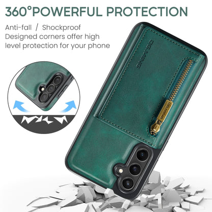 For Samsung Galaxy S24+ 5G DG.MING M5 Series Zip RFID Multi Card Detachable Leather Phone Case(Green) - Galaxy S24+ 5G Cases by DG.MING | Online Shopping South Africa | PMC Jewellery | Buy Now Pay Later Mobicred