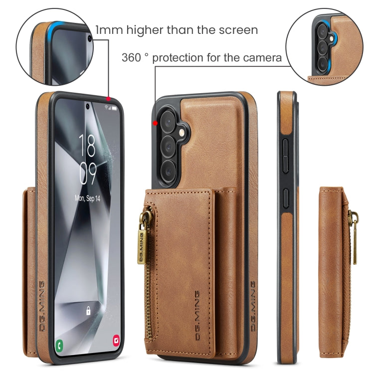 For Samsung Galaxy S24 FE 5G DG.MING M5 Series Zip RFID Multi Card Detachable Leather Phone Case(Brown) - free shipping - PMC Jewellery - Order now!