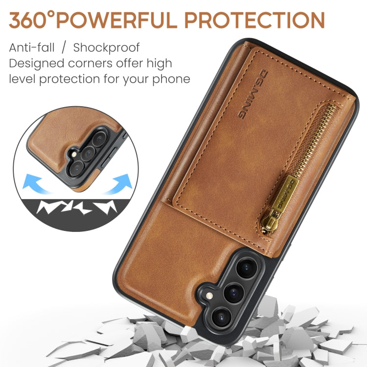 For Samsung Galaxy S24 FE 5G DG.MING M5 Series Zip RFID Multi Card Detachable Leather Phone Case(Brown) - free shipping - PMC Jewellery - Order now!