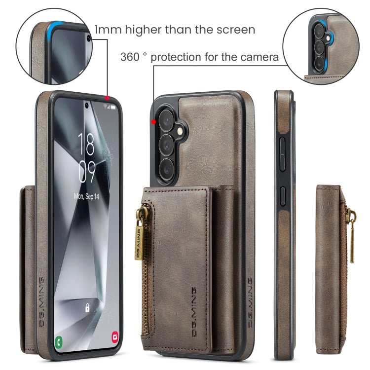 For Samsung Galaxy S24 FE 5G DG.MING M5 Series Zip RFID Multi Card Detachable Leather Phone Case(Coffee) - free shipping - PMC Jewellery - Order now!
