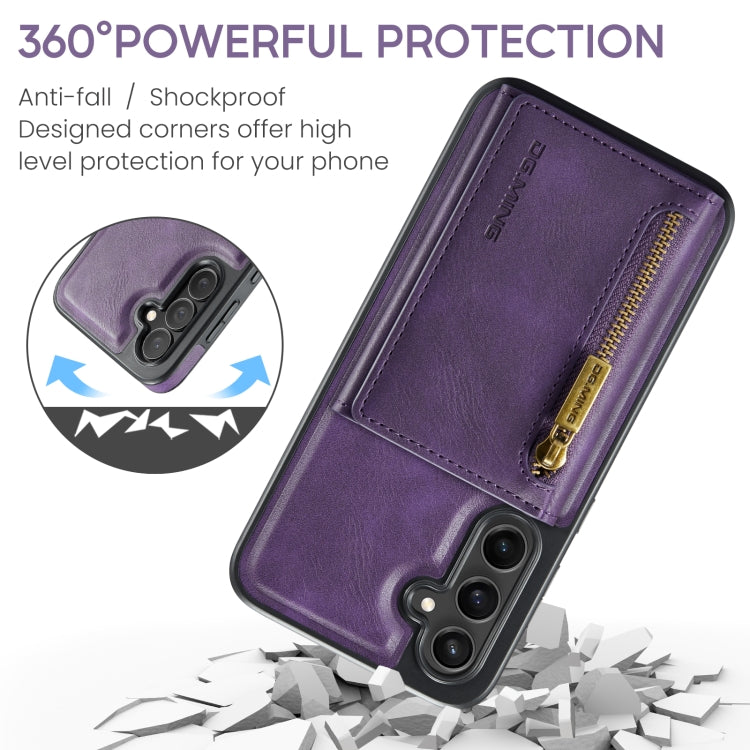 For Samsung Galaxy S24 FE 5G DG.MING M5 Series Zip RFID Multi Card Detachable Leather Phone Case(Purple) - Galaxy S24 FE 5G Cases by DG.MING | Online Shopping South Africa | PMC Jewellery | Buy Now Pay Later Mobicred