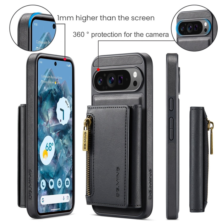 For Google Pixel 9 Pro XL DG.MING M5 Series Zip RFID Multi Card Detachable Leather Phone Case(Black) - Google Cases by DG.MING | Online Shopping South Africa | PMC Jewellery | Buy Now Pay Later Mobicred