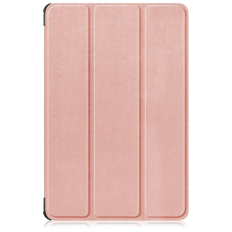 For Lenovo Tab M11/ Xiaoxin Pad 11 2024 Custer Pure Color 3-folding Leather Smart Tablet Case(Rose Gold) - Lenovo by PMC Jewellery | Online Shopping South Africa | PMC Jewellery | Buy Now Pay Later Mobicred