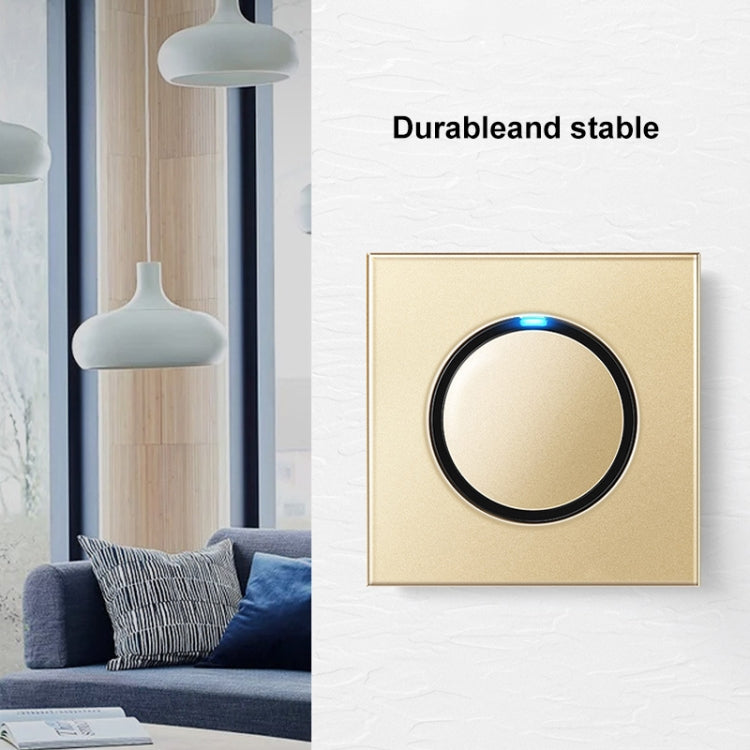 86mm Round LED Tempered Glass Switch Panel, Gold Round Glass, Style:Two Billing Control - Switch by PMC Jewellery | Online Shopping South Africa | PMC Jewellery | Buy Now Pay Later Mobicred