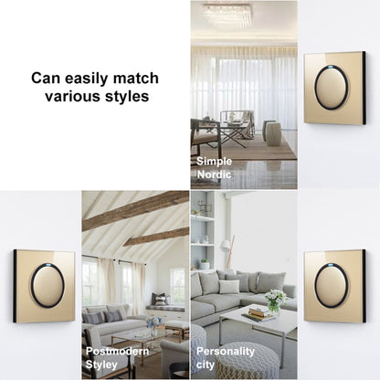 86mm Round LED Tempered Glass Switch Panel, Gold Round Glass, Style:Four Open Dual Control - Switch by PMC Jewellery | Online Shopping South Africa | PMC Jewellery | Buy Now Pay Later Mobicred