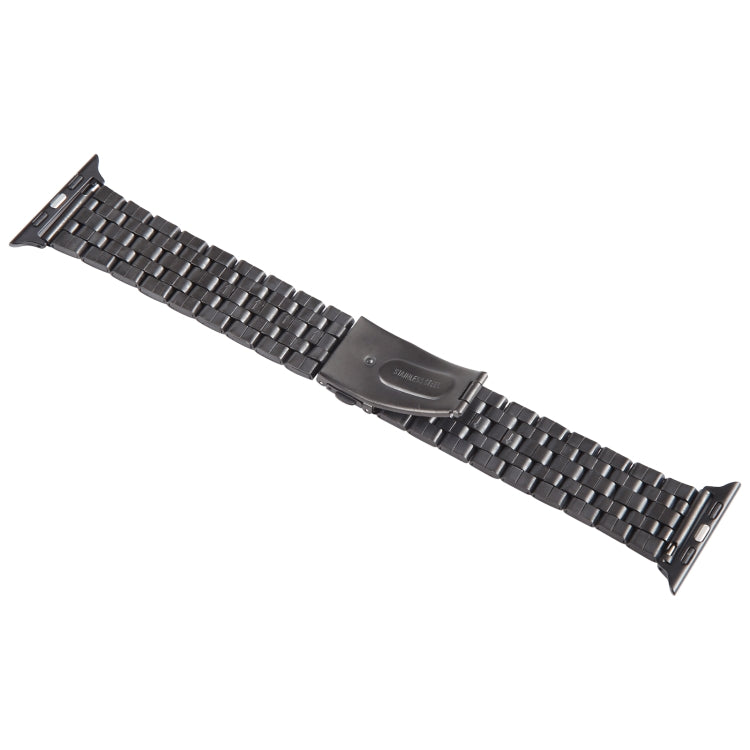 For Apple Watch SE 44mm 22mm Ultra-thin Five Beads Stainless Steel Watch Band(Black) - free shipping - PMC TechLife - Order now!