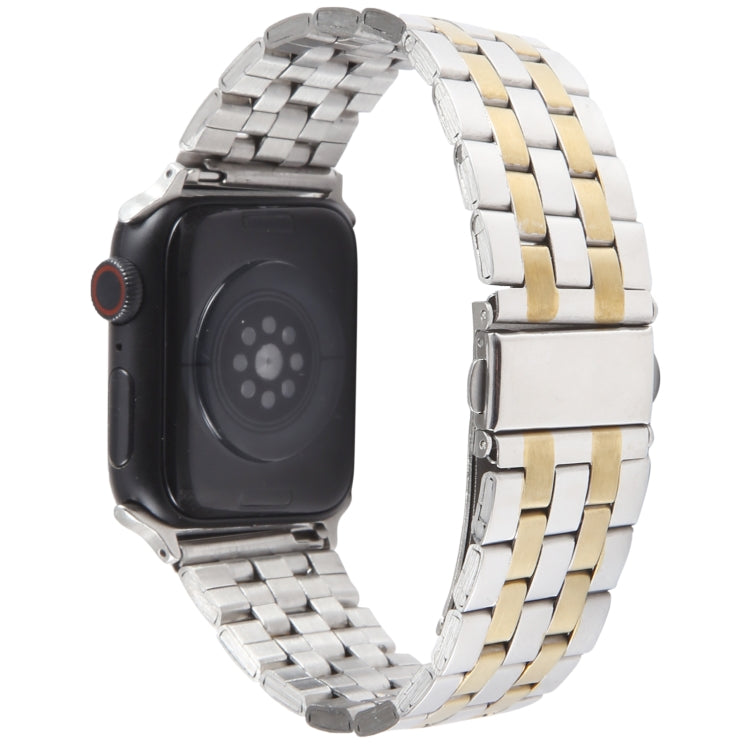 For Apple Watch Series 3 38mm 22mm Ultra-thin Five Beads Stainless Steel Watch Band(Silver Gold) - free shipping - PMC TechLife - Order now!