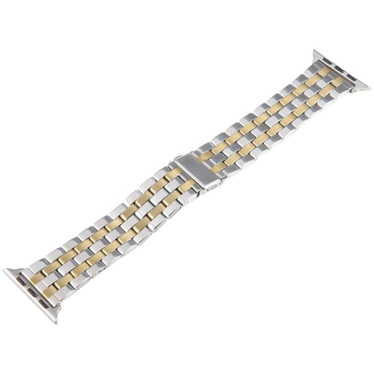 For Apple Watch 38mm 22mm Ultra-thin Five Beads Stainless Steel Watch Band(Silver Gold) - free shipping - PMC TechLife - Order now!