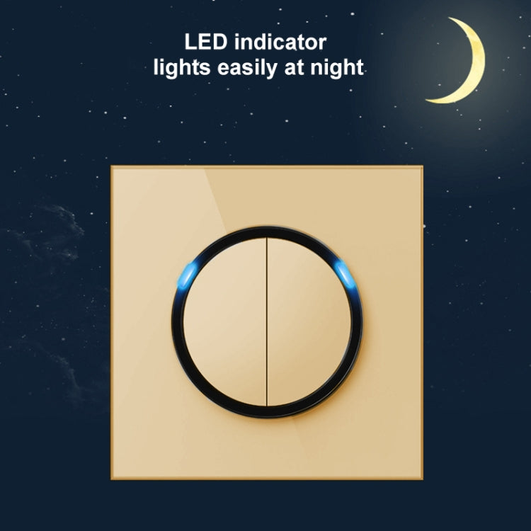 86mm Round LED Tempered Glass Switch Panel, Gold Round Glass, Style:Computer Socket - Switch by PMC Jewellery | Online Shopping South Africa | PMC Jewellery | Buy Now Pay Later Mobicred