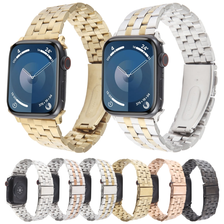 For Apple Watch SE 40mm 22mm Ultra-thin Five Beads Stainless Steel Watch Band(Black) - free shipping - PMC TechLife - Order now!