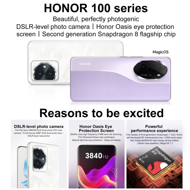 Honor 100, 16GB+512GB, Screen Fingerprint Identification, 6.7 inch MagicOS 7.2 Snapdragon 7 Gen 3 Octa Core up to 2.63GHz, Network: 5G, NFC, OTG, Support Google Play(Purple) - free shipping - PMC Jewellery - Order now!